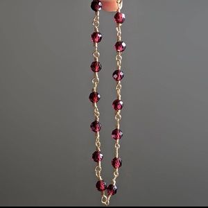 Garnet Bracelet 14k Gold filled Red Stone Beaded bracelet